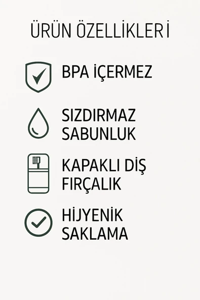 2'li Pratik Sıvı Sabunluk ve Diş Fırçalık Seti Beyaz - 7