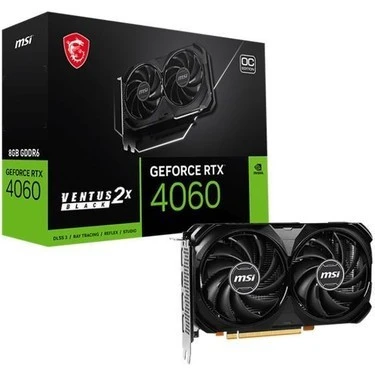 MSI RTX 4060 Ventus 2XBlack 8GB OC GDDR6 128B PCIE 4.0 X8 (3XDP 1XHDMI) E. Kartı ürün görseli 1