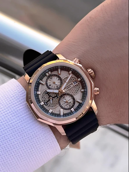 Lee Cooper İtalyan Tasarım Bileklik Hediyeli Silikon Kordon 5 Atm Erkek Kol Saati ELC.08238.472 - Resim 4