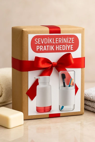 2'li Pratik Sıvı Sabunluk ve Diş Fırçalık Seti Beyaz - 6