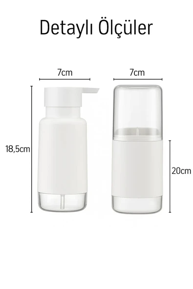 2'li Pratik Sıvı Sabunluk ve Diş Fırçalık Seti Beyaz - 8