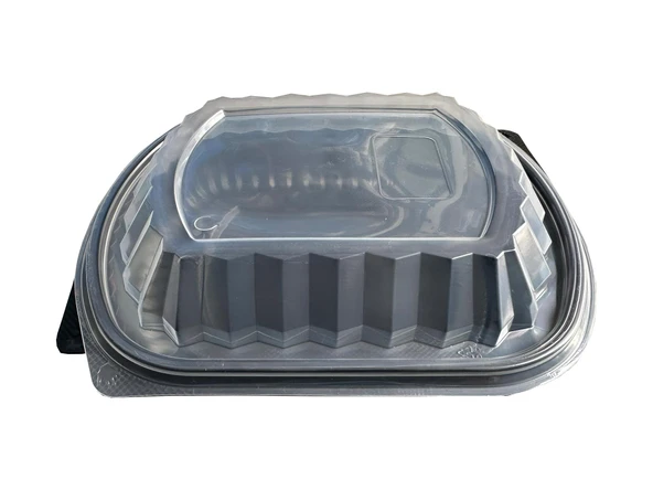 Şeffaf Kapaklı Sıcak Soğuk Isıya Dayanıklı Yemek Salata Kabı Kutusu - Kare - 21x25 Cm. - 50 Adet - Resim 6