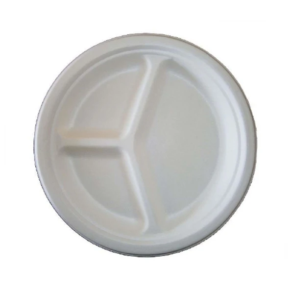 Roll-Up Nature Ekolojik Karton Kağıt Tek Kullanımlık 3 Bölmeli Tabak - 26 Cm. - 250 Adetlik 1 Paket - Resim 3