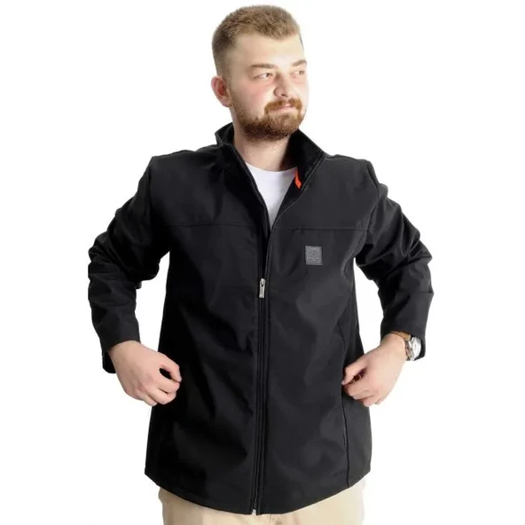 Büyük Beden Erkek Mont Waterproof Softshell 21232 Siyah ürün görseli 1