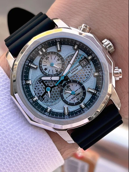 Lee Cooper İtalyan Tasarım Bileklik Hediyeli Silikon Kordon 5 Atm Erkek Kol Saati ELC.08238.301 - Resim 2