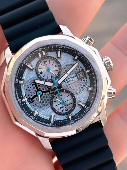 Lee Cooper İtalyan Tasarım Bileklik Hediyeli Silikon Kordon 5 Atm Erkek Kol Saati ELC.08238.301 - Resim 5