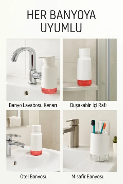 2'li Pratik Sıvı Sabunluk ve Diş Fırçalık Seti Beyaz - 4