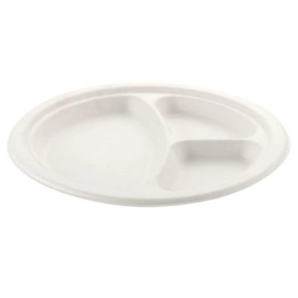 Roll-Up Nature Ekolojik Karton Kağıt Tek Kullanımlık 3 Bölmeli Tabak - 26 Cm. - 250 Adetlik 1 Paket - Resim 4