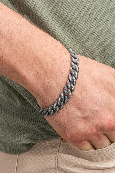 Kalem Oyma İşleme Gurmet Model 925 Gümüş Bileklik Künye - Resim 7