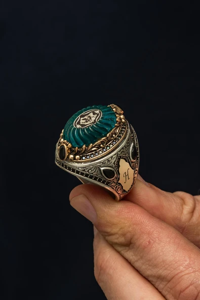 Kurt Başı Motifli Taşlı Harfli 925 Erkek Gümüş Yüzük ürün görseli