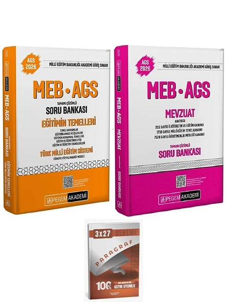 Pegem 2026 MEB-AGS Eğitimin Temelleri ve Türk Milli Eğitim Sistemi + Mevzuat Soru Bankası 2 li Set AnlaKazan Paragraf ürün görseli