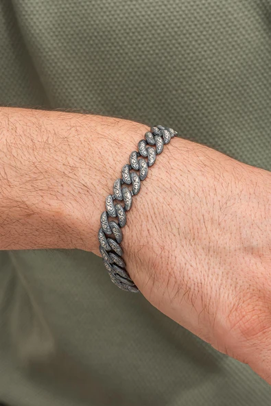 Kalem Oyma İşleme Gurmet Model 925 Gümüş Bileklik Künye - Resim 9