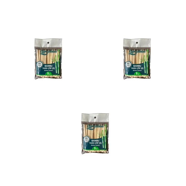 Dolphin Ahşap Yassı Tutamaklı Saplı Çöp Şiş - Boy : 9 Cm. - 50 Adetlik 3 Paket ürün görseli 1