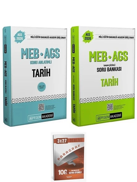 Pegem 2026 MEB-AGS Tarih Konu Anlatımlı + Soru Bankası 2 li Set AnlaKazan Paragraf ürün görseli 1