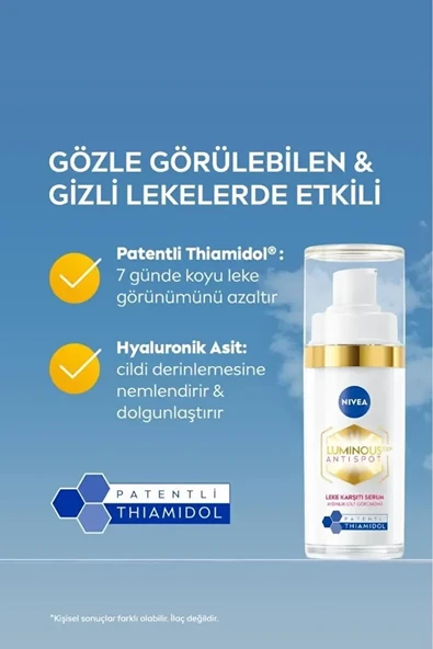 NIVEA Luminous630 Thiamidol Etkili Leke Karşıtı Cilt Serumu 30ml, Hyaluronik Asit, Cilt Tonu Eşitleyici - 5