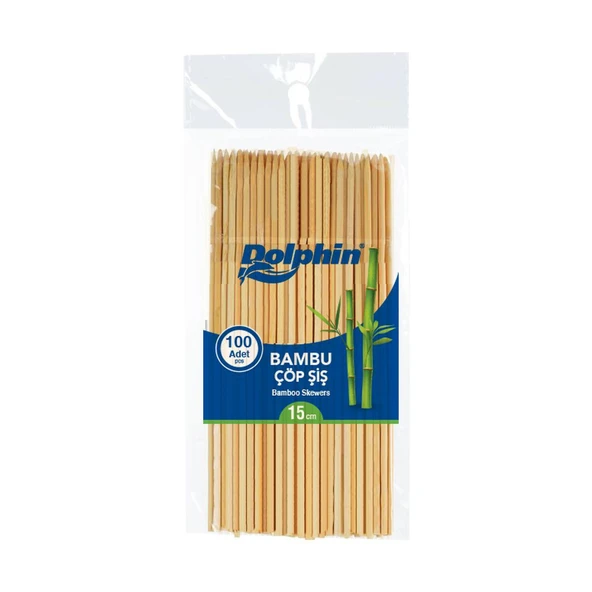 Dolphin Bambu Ahşap Çöp Şiş - Boy : 15 Cm. / En : 3mm - 100 Adetlik 10 Paket - Resim 2