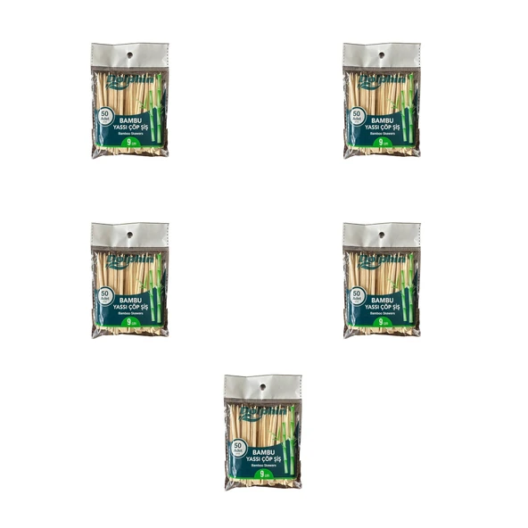 Dolphin Ahşap Yassı Tutamaklı Saplı Çöp Şiş - Boy : 9 Cm. - 50 Adetlik 5 Paket ürün görseli