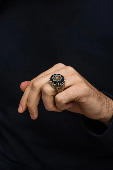 Fetih Koleksiyonu Ayetel Kürsi 925 Erkek Gümüş Yüzük - Resim 3