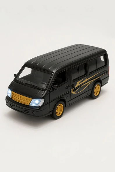 Çek Bırak Minibüs Oyuncak | Metal Sprinter Bus | Sesli Işıklı - Ön Kapılar Açılabilir | Siyah ürün görseli