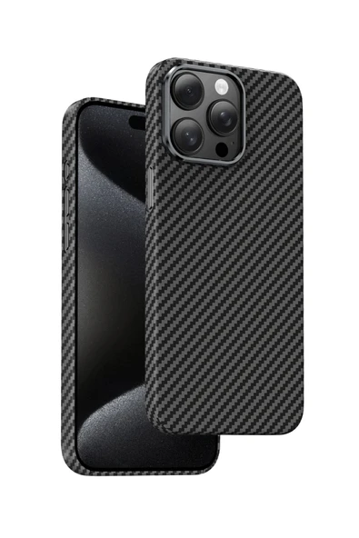 Fuchsia iPhone 15 Pro Max Manyetik Şarj Uyumlu Kevlar Kılıf - 1