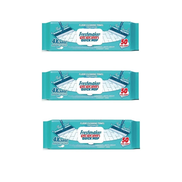 Freshmaker Karbonat ve Beyaz Sirke Katkılı Yüzey Yer Temizlik Mandallı Mop Havlusu - 50'li 3 Paket ürün görseli 1