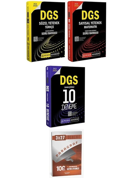 Pegem 2026 DGS Türkçe Sözel Mantık + Matematik Sayısal Mantık Soru Bankası + 10 Deneme 3 lü Set AnlaKazan Paragraf