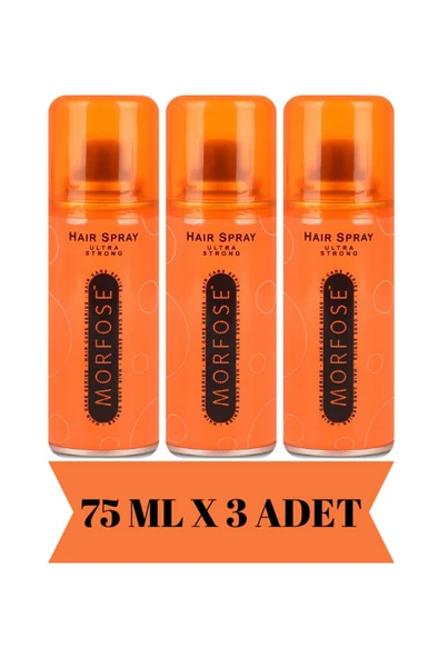 Morfose Saç Spreyi Turuncu Ultra Strong 75 Ml Seyahat Boy 3 Adet