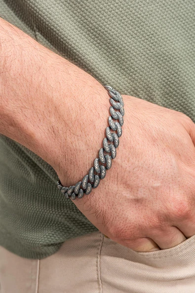 Kalem Oyma İşleme Gurmet Model 925 Gümüş Bileklik Künye ürün görseli