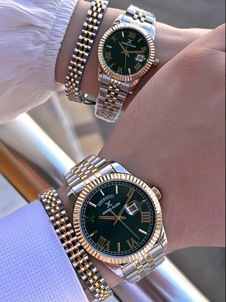 Daniel Klein Çift Sevgili Saati Çelik Bileklik Çelik Kordon 3 Atm Suya Dayanıklı Kol Saati VS.BLKT.0478 - Resim 3