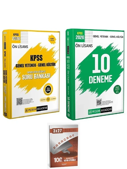 Pegem 2026 KPSS Ön Lisans Soru Bankası + 10 Deneme 2 li Set AnlaKazan Paragraf ürün görseli