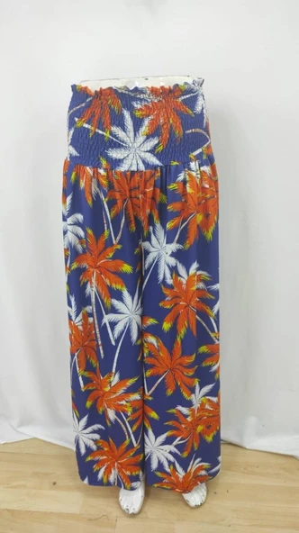 Kadın Yüksek Bel Lastikli Desenli Süprem Pantolon - Resim 4