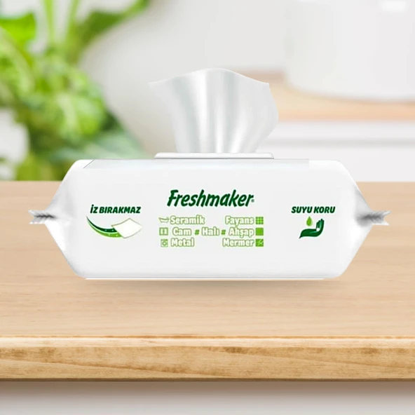 Freshmaker Karbonat ve Beyaz Sirke Katkılı Yüzey Temizlik Islak Havlusu - 100'lü 10 Paket - Resim 3
