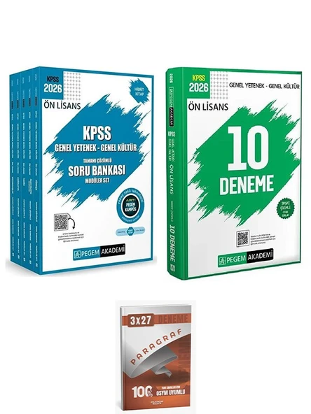 Pegem 2026 KPSS Ön Lisans Soru Bankası Modüler + 10 Deneme 2 li Set AnlaKazan Paragraf ürün görseli