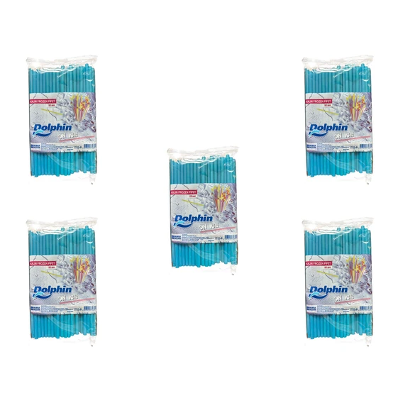 Dolphin Frozen Kalın Kokteyl Buzlu İçecek Pipet - Düz - Turkuaz - 22Cm. - 8mm. -100 Adetlik 5 Paket - 1