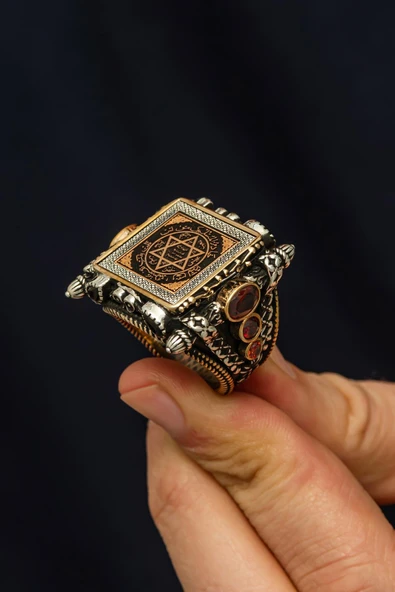 İslam Usta Koleksiyonundan Süleyman Mührü 925 Erkek Gümüş Yüzük ürün görseli