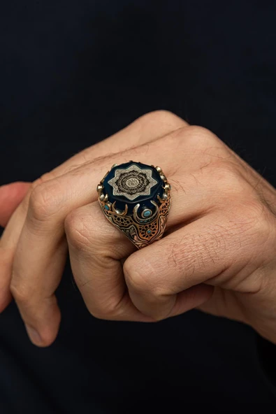 Fetih Koleksiyonu Ayetel Kürsi 925 Erkek Gümüş Yüzük - Resim 4