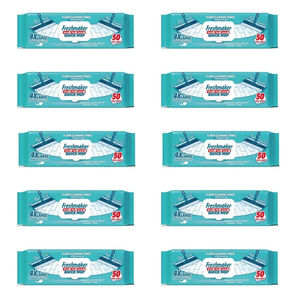 Freshmaker Karbonat ve Beyaz Sirke Katkılı Yüzey Yer Temizlik Mandallı Mop Havlusu - 50'li 10 Paket ürün görseli 1