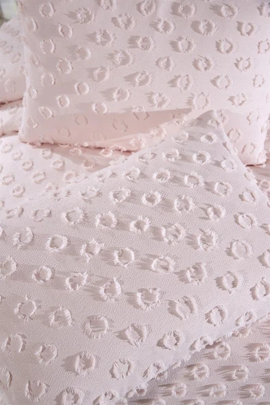 Çeyiz Diyarı Konik 3 Parça Çift Kişilik Pike Takımı Pudra - Resim 9