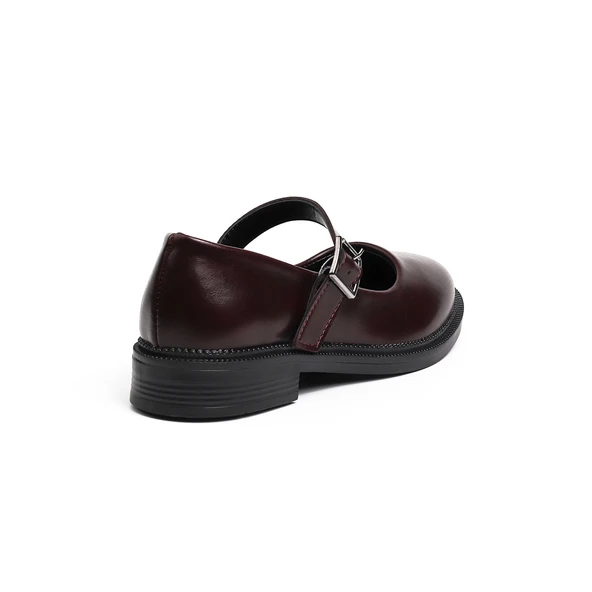 Kadın Bordo Anne Ayakkabısı Tokalı Rugan Kaydırmaz Termo Taban Kısa Topuklu Rahat Günlük - Resim 6