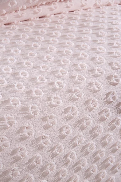 Çeyiz Diyarı Konik 3 Parça Çift Kişilik Pike Takımı Pudra - Resim 5