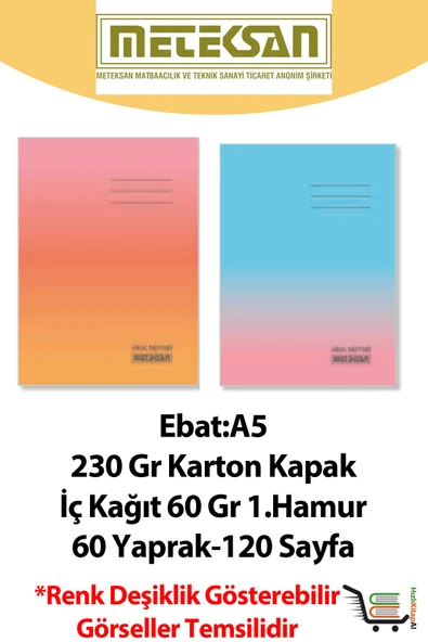 Okul A5 60 Yaprak DÜZ Karton Kapak - Resim 2