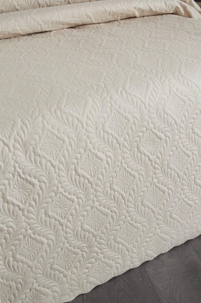 Ultrasonik Kapitoneli Elite Çift Kişilik Yatak Örtüsü Bej - Resim 3