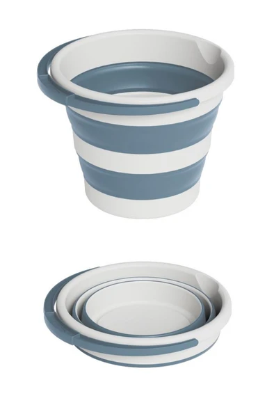 Katlanır Bebek Banyo Su Kovası, Saplı Oluklu Akordiyon Çok Amaçlı Kova Sepet 10 lt - Resim 8