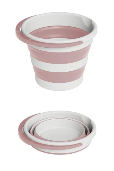 Katlanır Bebek Banyo Su Kovası, Saplı Oluklu Akordiyon Çok Amaçlı Kova Sepet 10 lt - Resim 12