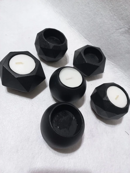 6 LI ALÇI SAKSI MUMLUK SETİ SİYAH ürün görseli 1