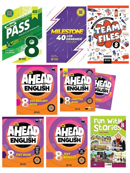 Team Elt 2026 LGS Ahead English + PASS + Milestone +Team Files + Fun With Stories 8 Kitap Set ürün görseli 1
