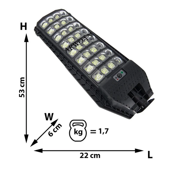 2 Adet Solar Işık Sensörlü Güneş Enerjili Sokak ve Bahçe Lambası Uzaktan Kumandalı LED Aydınlatma - 8