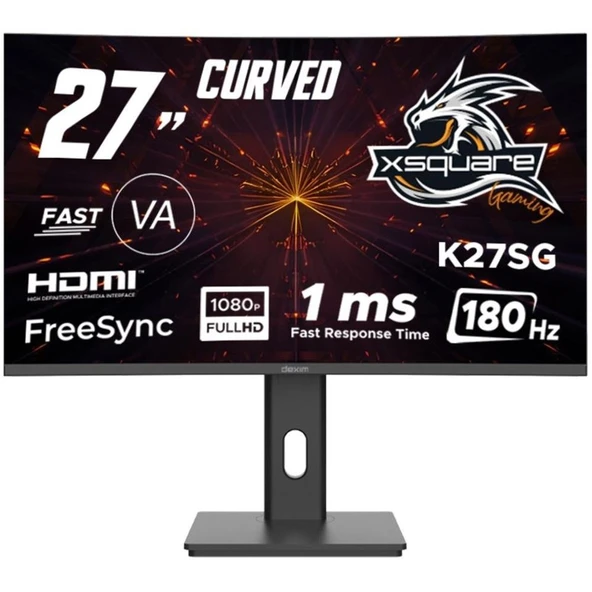 Dexim 27" DMT008 Fhd 180hz 1ms Hdmı+dp K27SG Freesync Adaptive Sync Curved Va Gaming Pivot Monitör ürün görseli