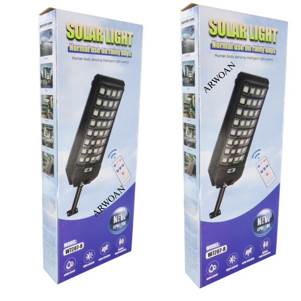 2 Adet Solar Işık Sensörlü Güneş Enerjili Sokak ve Bahçe Lambası Uzaktan Kumandalı LED Aydınlatma - 3