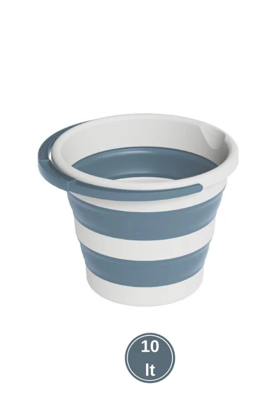 Katlanır Bebek Banyo Su Kovası, Saplı Oluklu Akordiyon Çok Amaçlı Kova Sepet 10 lt - Resim 6